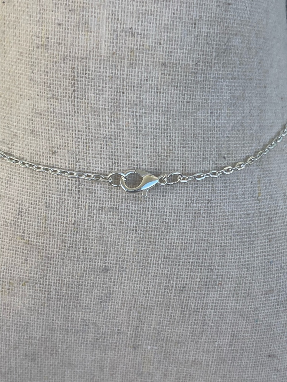 Cotton Candy Agate Wire Wrap Necklace on Silver Tone Chain - Picture 4 of 6